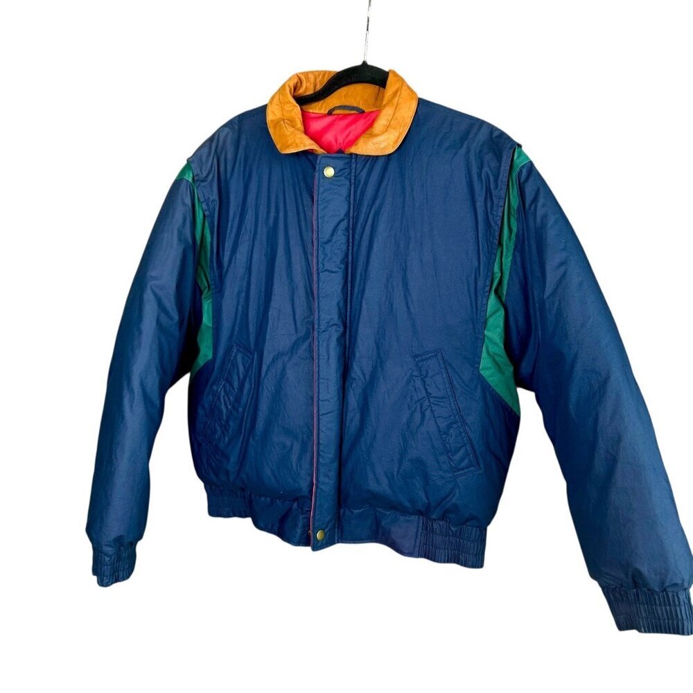 Gant Vintage 90s Goose Down Puffer Jacket Colorblock Size Large - Picture 4 of 12